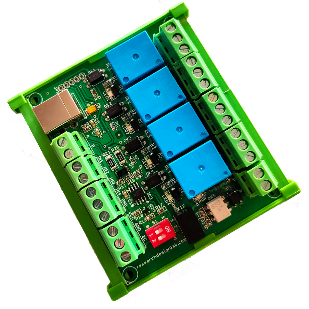 USB 4 Channel Relay BoardDIN rail